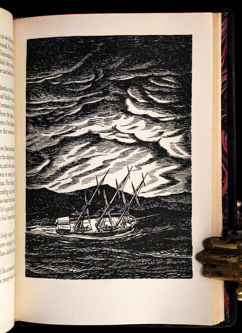 1930's Leather bound Edition - Moby Dick or The Whale by Melville, illustrated by Rockwell Kent.