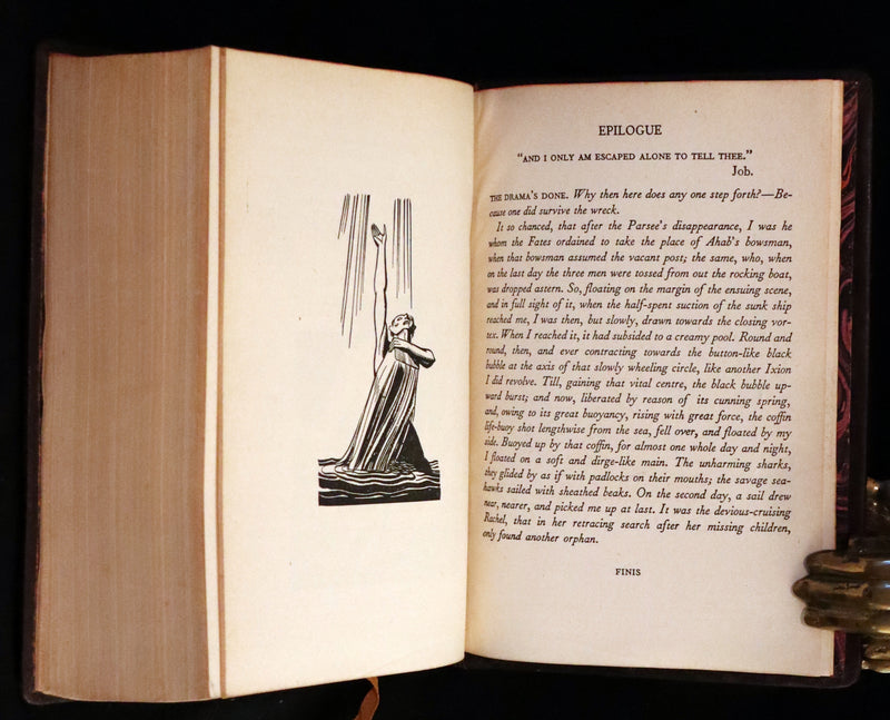 1930's Leather bound Edition - Moby Dick or The Whale by Melville, illustrated by Rockwell Kent.