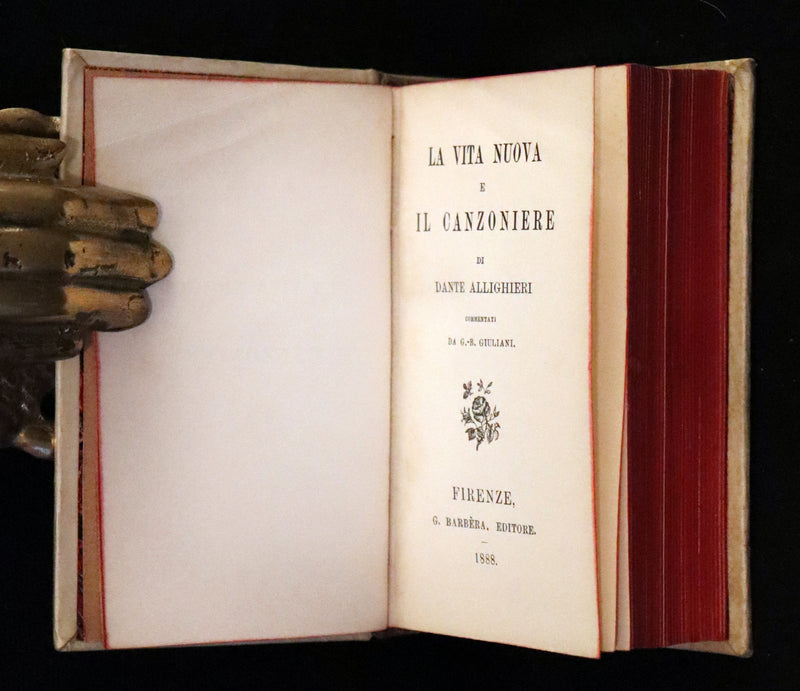 1888 Rare Italian Vellum Book - La Vita Nuova di Dante Allighieri,  The New Life.