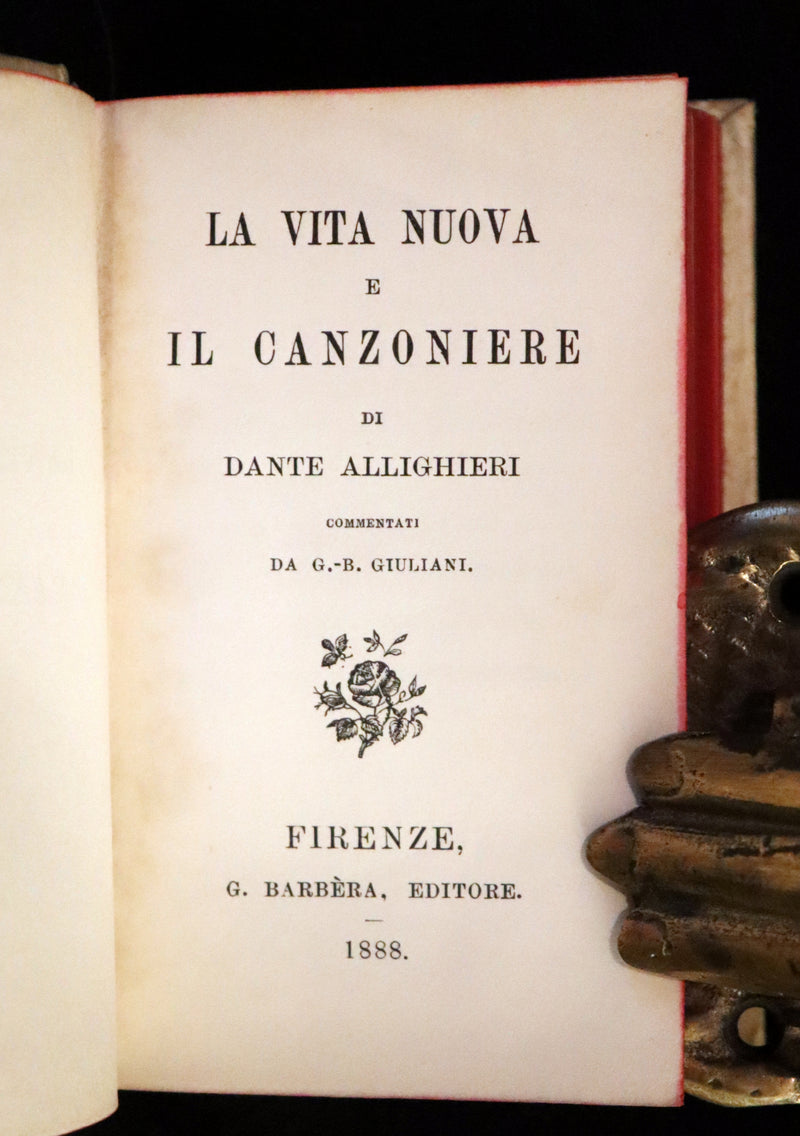 1888 Rare Italian Vellum Book - La Vita Nuova di Dante Allighieri,  The New Life.