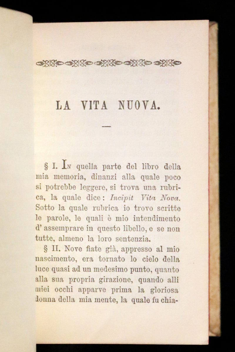 1888 Rare Italian Vellum Book - La Vita Nuova di Dante Allighieri,  The New Life.