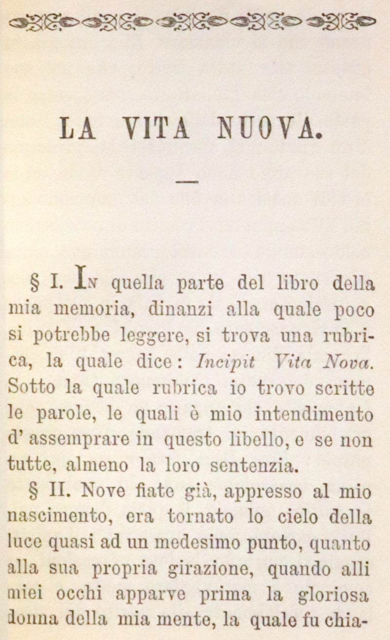 1888 Rare Italian Vellum Book - La Vita Nuova di Dante Allighieri,  The New Life.