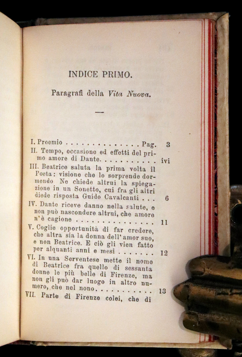 1888 Rare Italian Vellum Book - La Vita Nuova di Dante Allighieri,  The New Life.