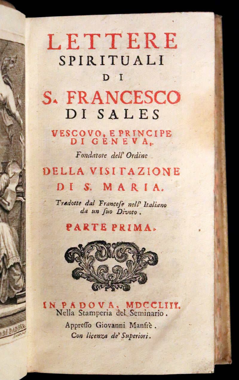 1753 Rare Italian vellum Book set - Spiritual letters of St. Francis de Sales, Lettere spirituali di S. Francesco di Sales.