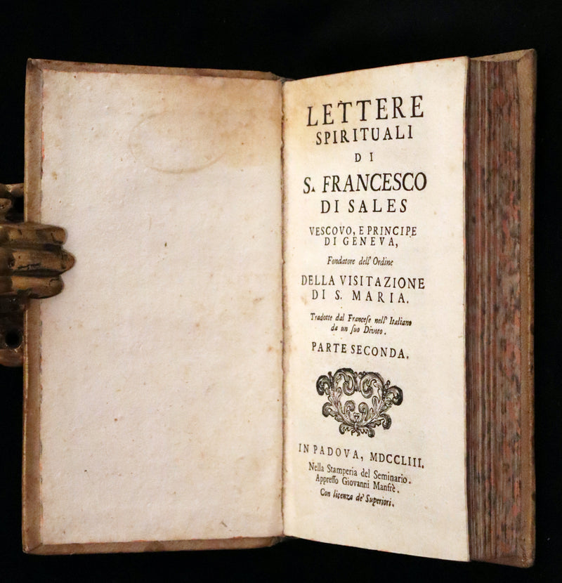 1753 Rare Italian vellum Book set - Spiritual letters of St. Francis de Sales, Lettere spirituali di S. Francesco di Sales.