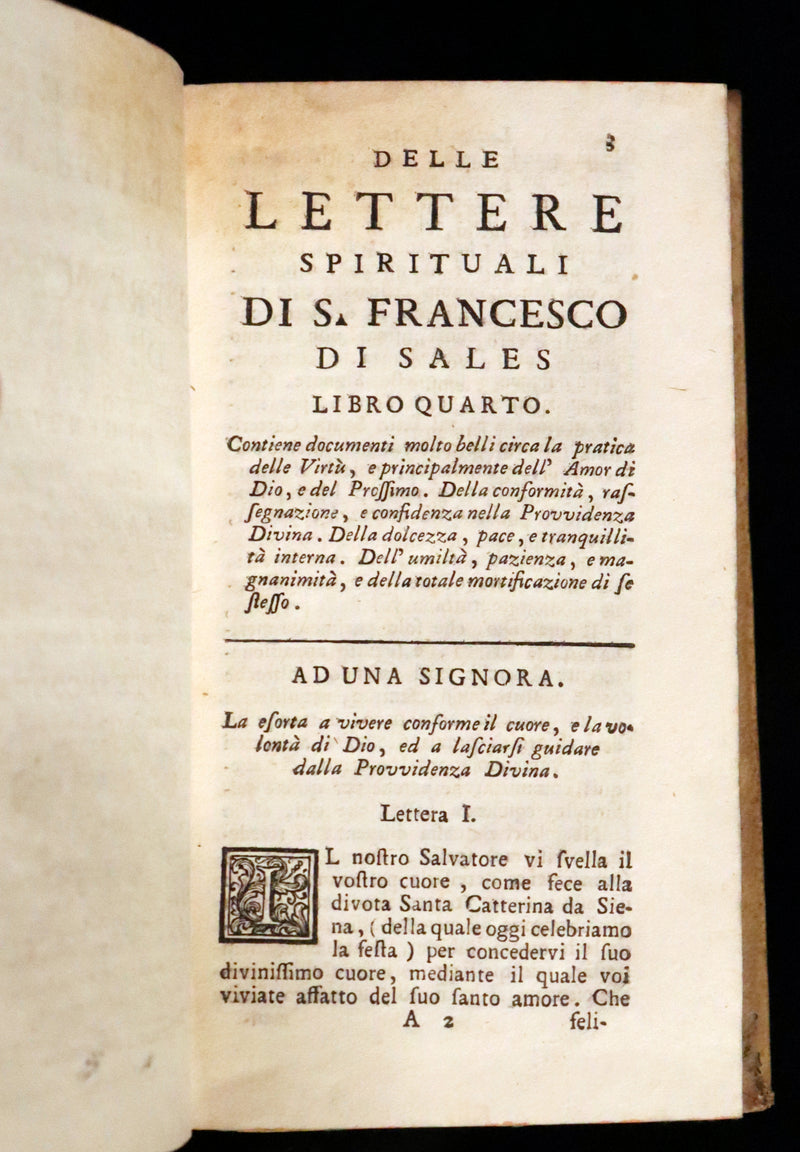 1753 Rare Italian vellum Book set - Spiritual letters of St. Francis de Sales, Lettere spirituali di S. Francesco di Sales.