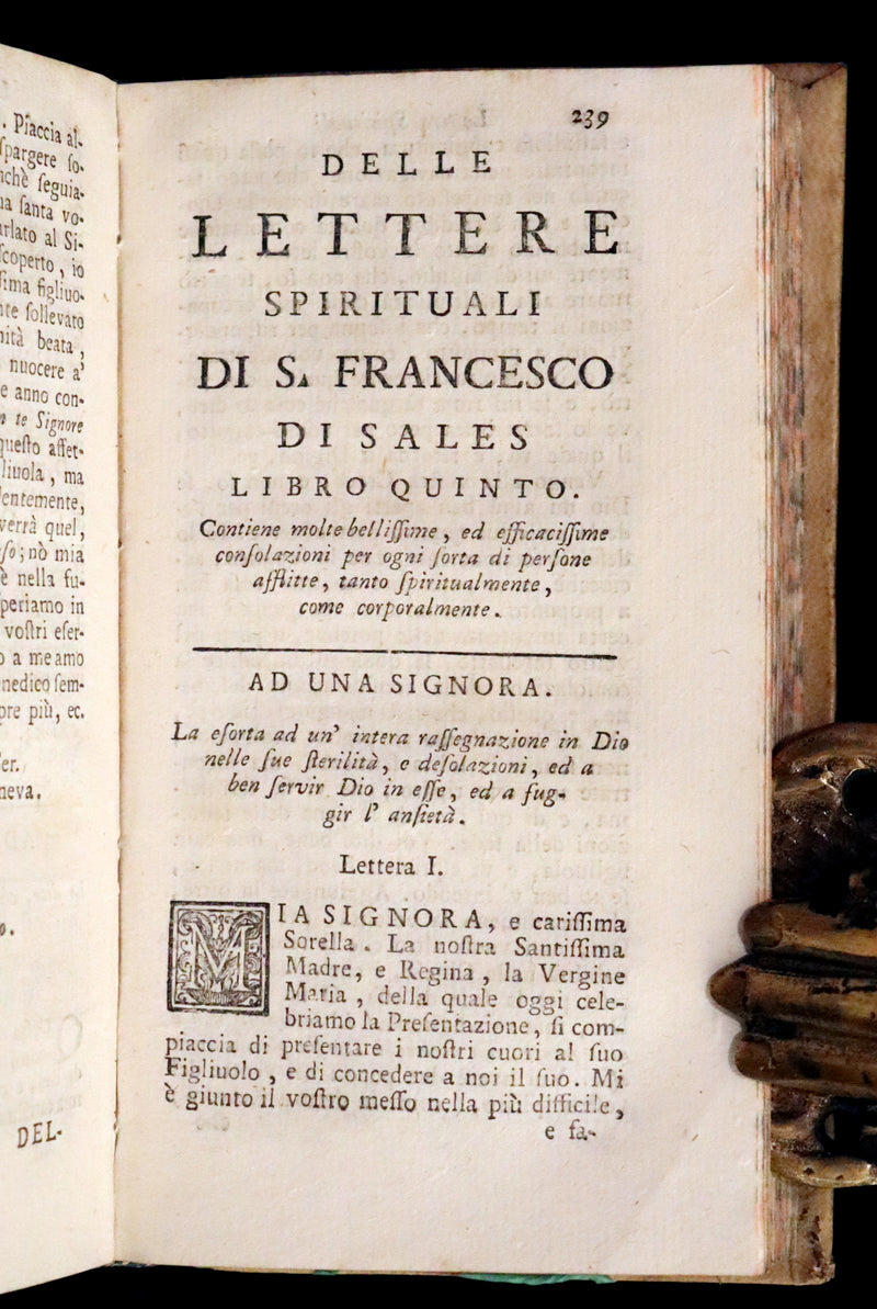 1753 Rare Italian vellum Book set - Spiritual letters of St. Francis de Sales, Lettere spirituali di S. Francesco di Sales.