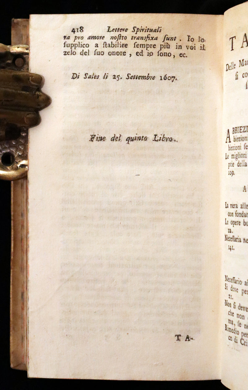 1753 Rare Italian vellum Book set - Spiritual letters of St. Francis de Sales, Lettere spirituali di S. Francesco di Sales.