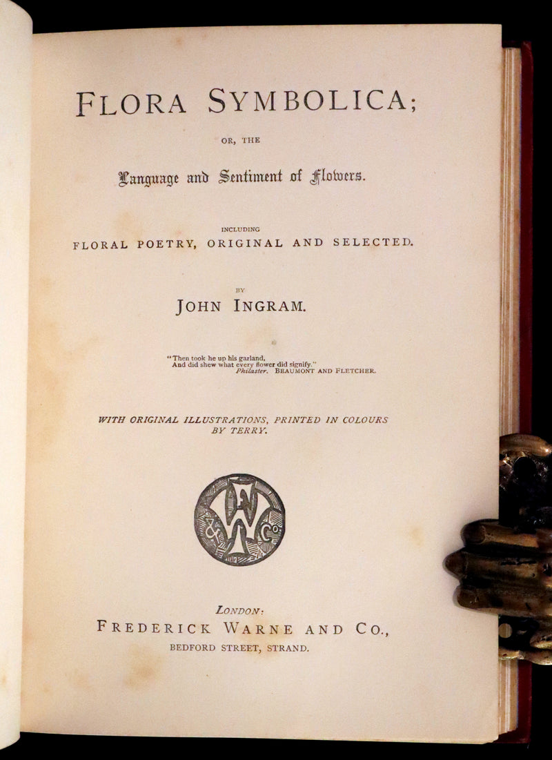 1869 Scarce Floriography Book ~ Flora Symbolica or The Language and Sentiment of Flowers by John Ingram.