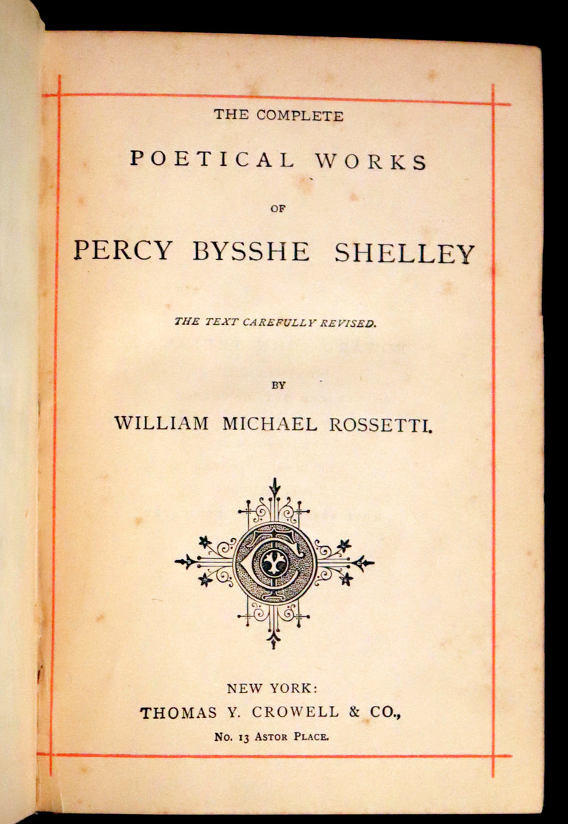 1890 Rare Victorian Book - The Poetical Works of Percy Bysshe Shelley. Illustrated.