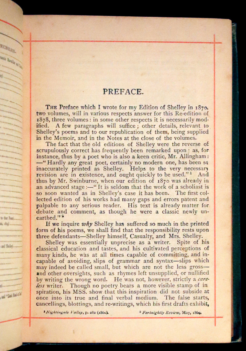 1890 Rare Victorian Book - The Poetical Works of Percy Bysshe Shelley. Illustrated.