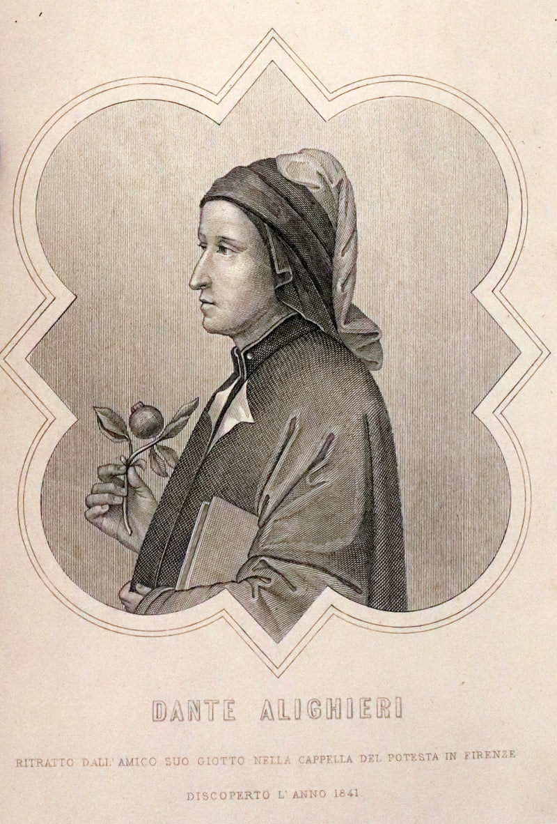 1886 Fine Italian Vellum Book - La Divina Commedia di Dante Alighieri, The Divine Comedy.