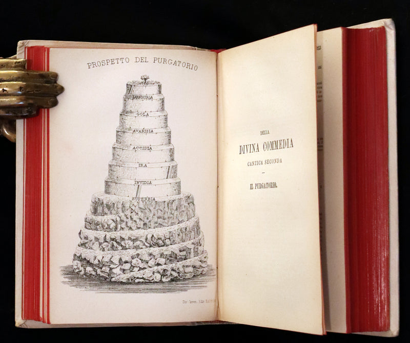 1886 Fine Italian Vellum Book - La Divina Commedia di Dante Alighieri, The Divine Comedy.