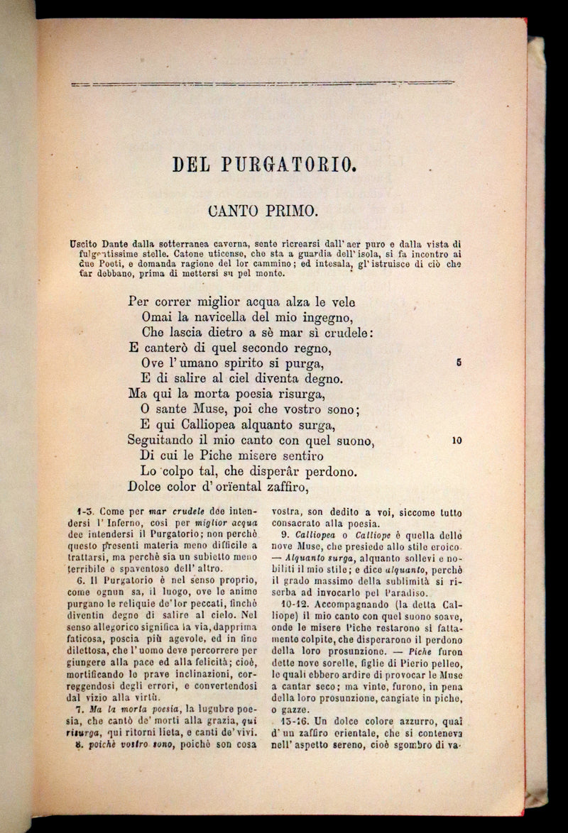 1886 Fine Italian Vellum Book - La Divina Commedia di Dante Alighieri, The Divine Comedy.