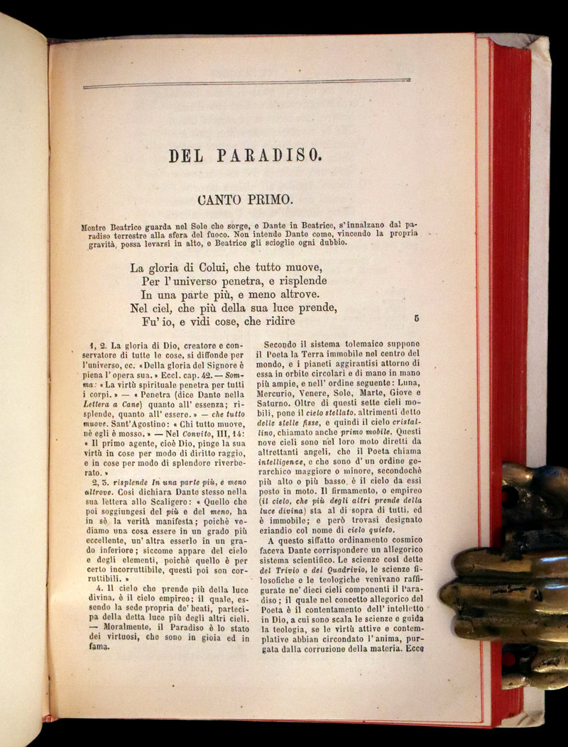 1886 Fine Italian Vellum Book - La Divina Commedia di Dante Alighieri, The Divine Comedy.