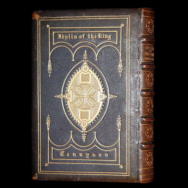1863 Beautiful binding - Legend of King Arthur, Idylls of the King by Alfred Tennyson.