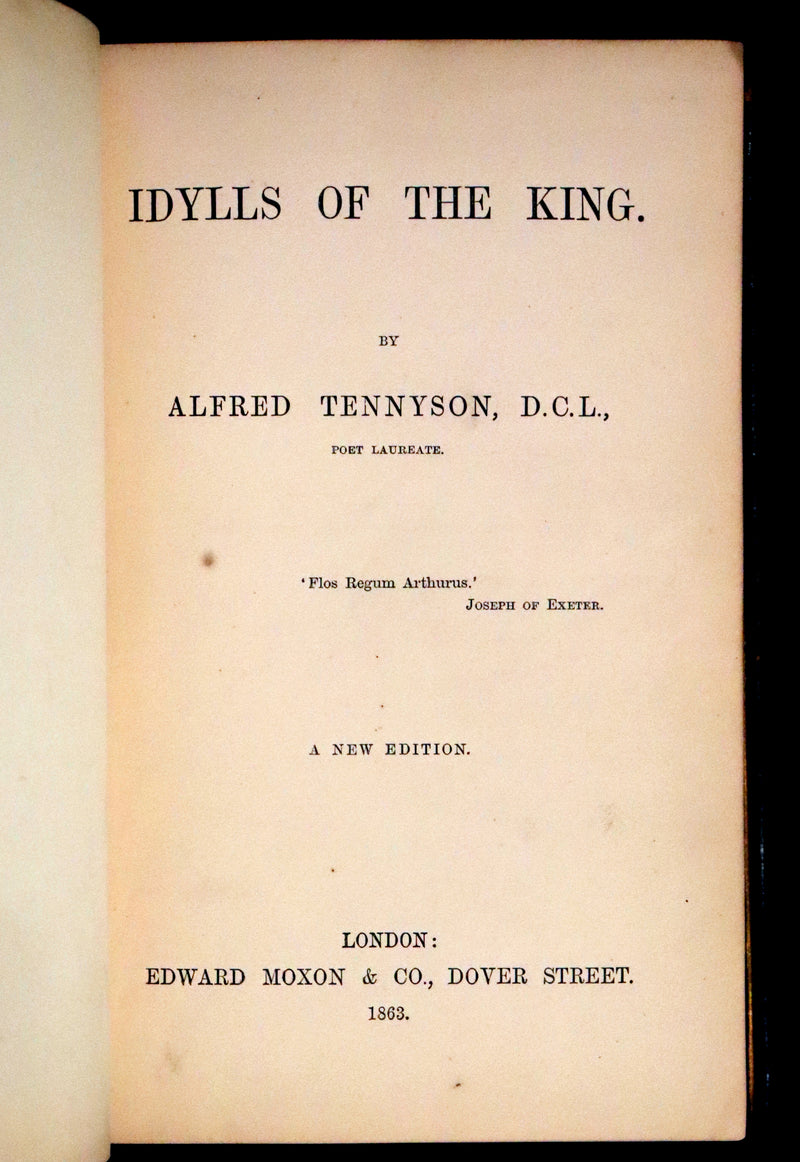1863 Beautiful binding - Legend of King Arthur, Idylls of the King by Alfred Tennyson.