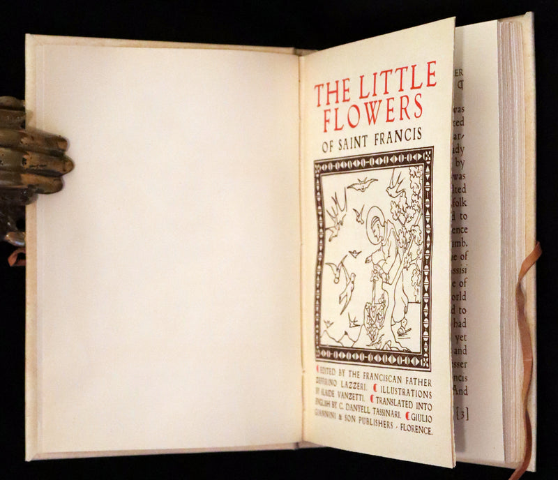 1926 Rare Giannini Binding - The Little Flowers of Saint Francis illustrated by Alaide Vanzetti.