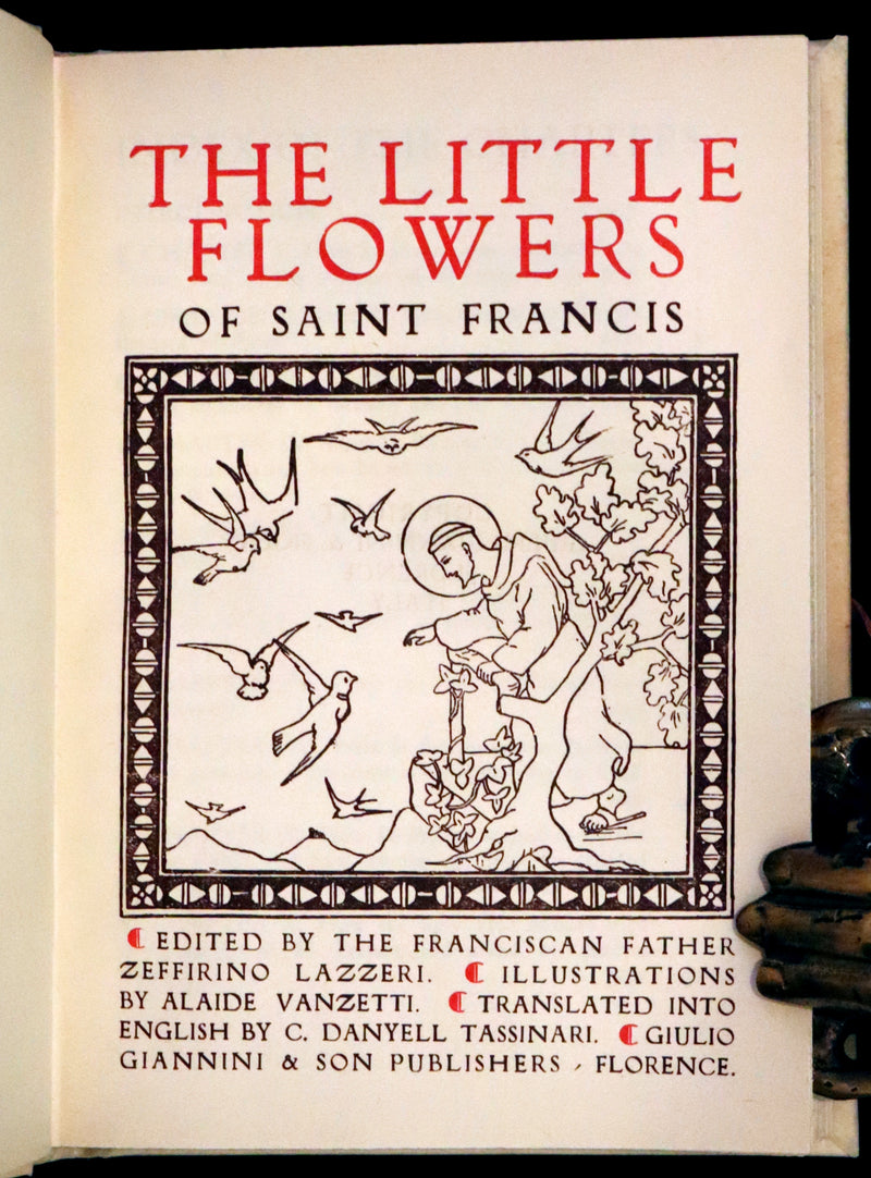 1926 Rare Giannini Binding - The Little Flowers of Saint Francis illustrated by Alaide Vanzetti.