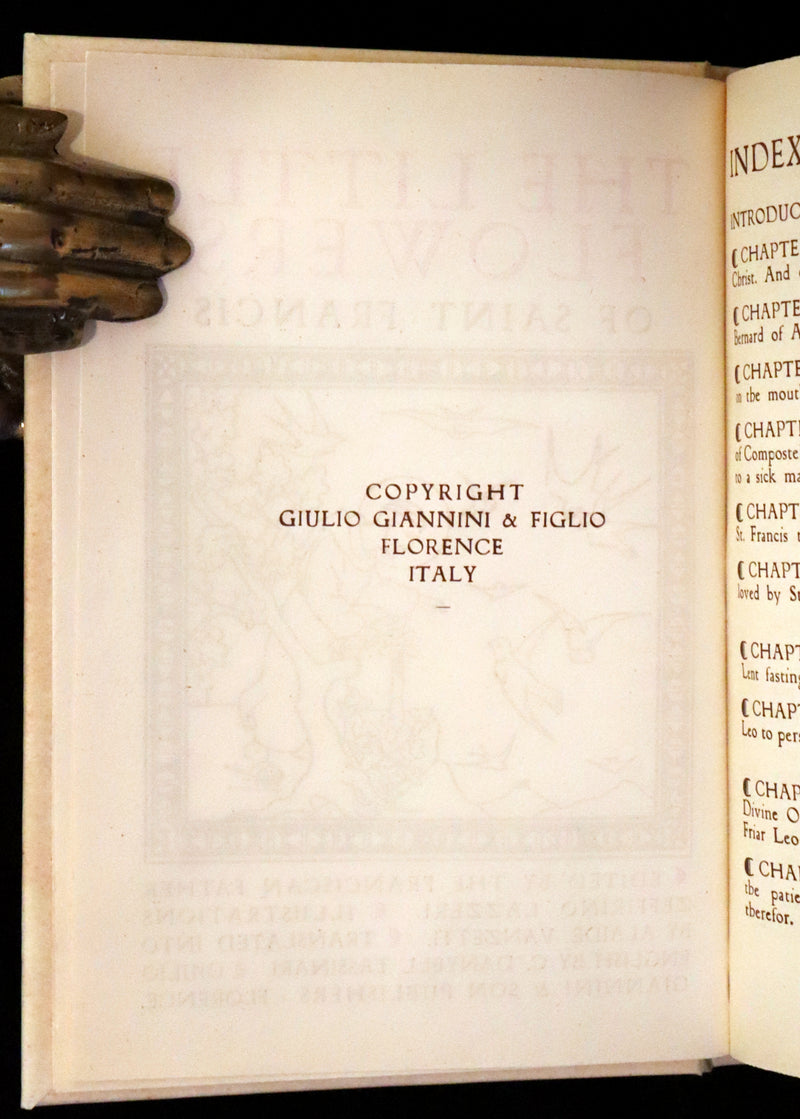 1926 Rare Giannini Binding - The Little Flowers of Saint Francis illustrated by Alaide Vanzetti.