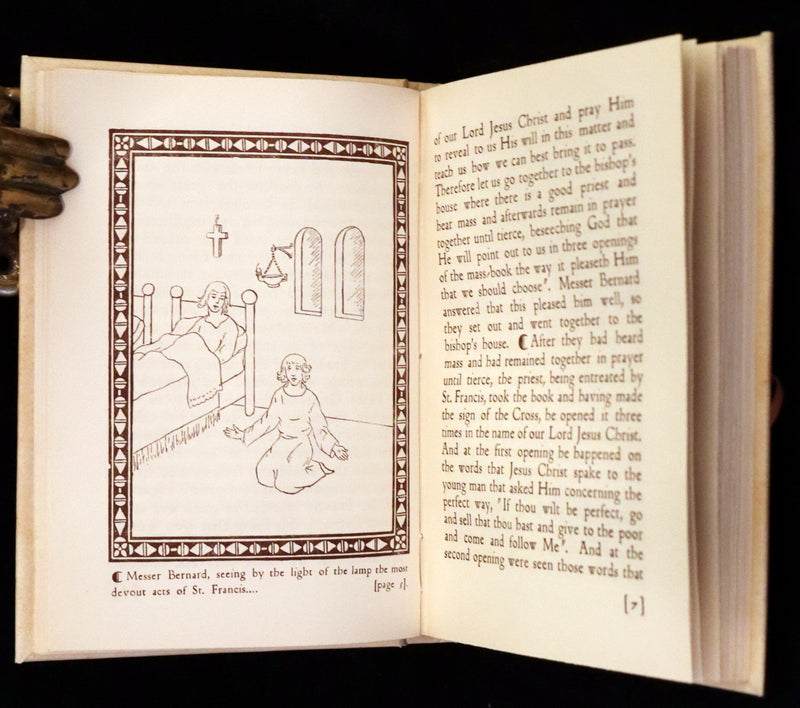 1926 Rare Giannini Binding - The Little Flowers of Saint Francis illustrated by Alaide Vanzetti.