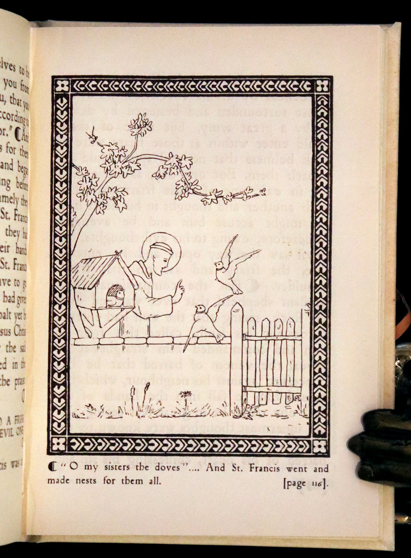 1926 Rare Giannini Binding - The Little Flowers of Saint Francis illustrated by Alaide Vanzetti.