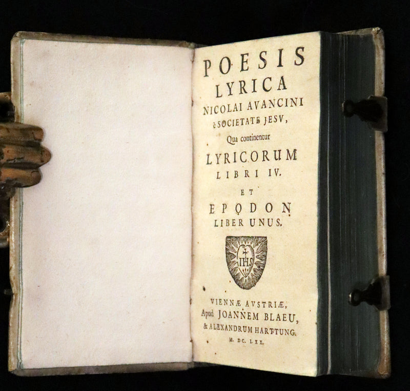 1670 Rare Latin vellum Book - Poesis Lyrica by Nicolaus Avancinus, Jesuit poet.