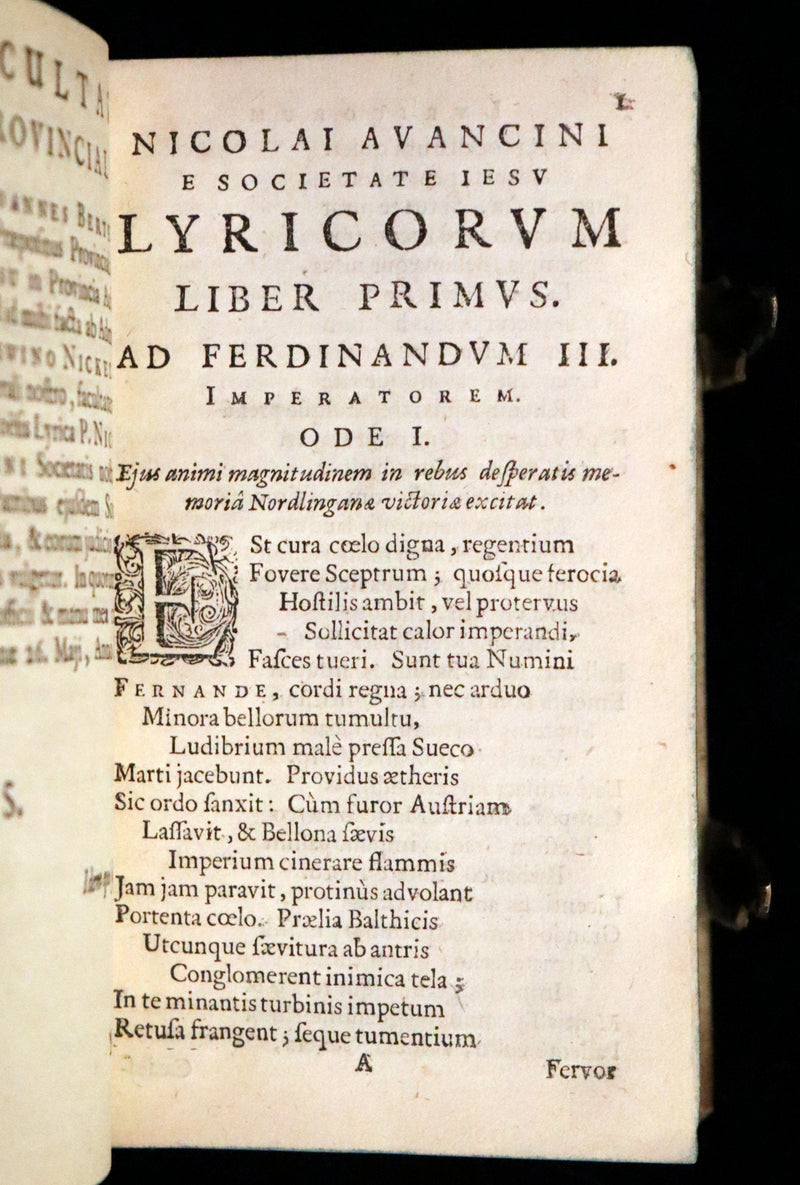 1670 Rare Latin vellum Book - Poesis Lyrica by Nicolaus Avancinus, Jesuit poet.