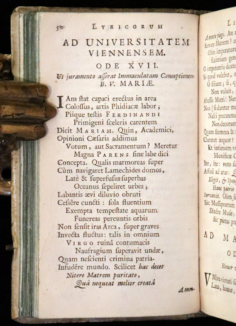 1670 Rare Latin vellum Book - Poesis Lyrica by Nicolaus Avancinus, Jesuit poet.