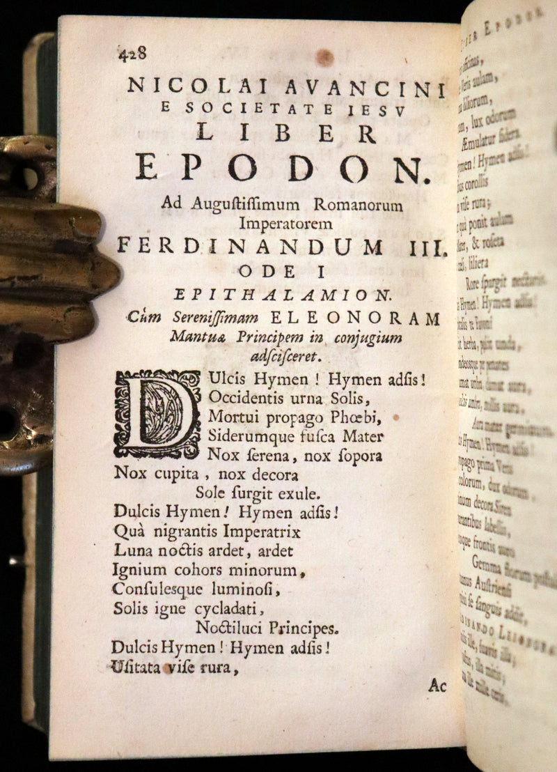 1670 Rare Latin vellum Book - Poesis Lyrica by Nicolaus Avancinus, Jesuit poet.