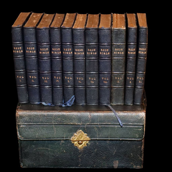 1875 Rare Victorian Edition - Holy Bible (11 Volume Box Set) Old and New Testament books.