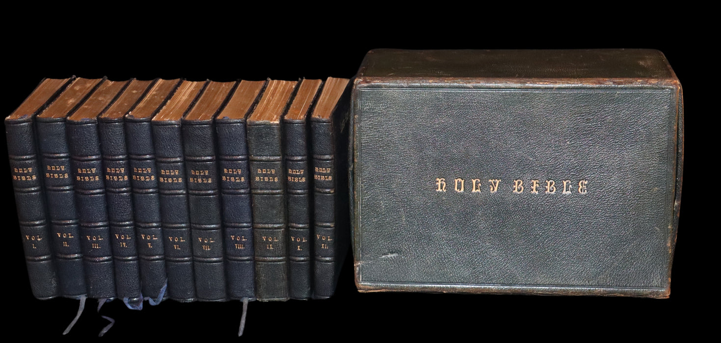 1875 Rare Victorian Edition - Holy Bible (11 Volume Box Set) Old and New Testament books.