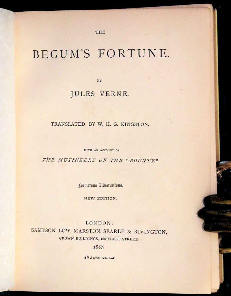1887 Rare Edition - Jules Verne - The Begum's Fortune. With an account of the mutineers of the "Bounty".