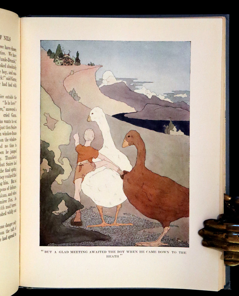 1913 Rare First illustrated Edition by Mary Hamilton Frye - The Wonderful Adventures of Nils by Selma Lagerlof.