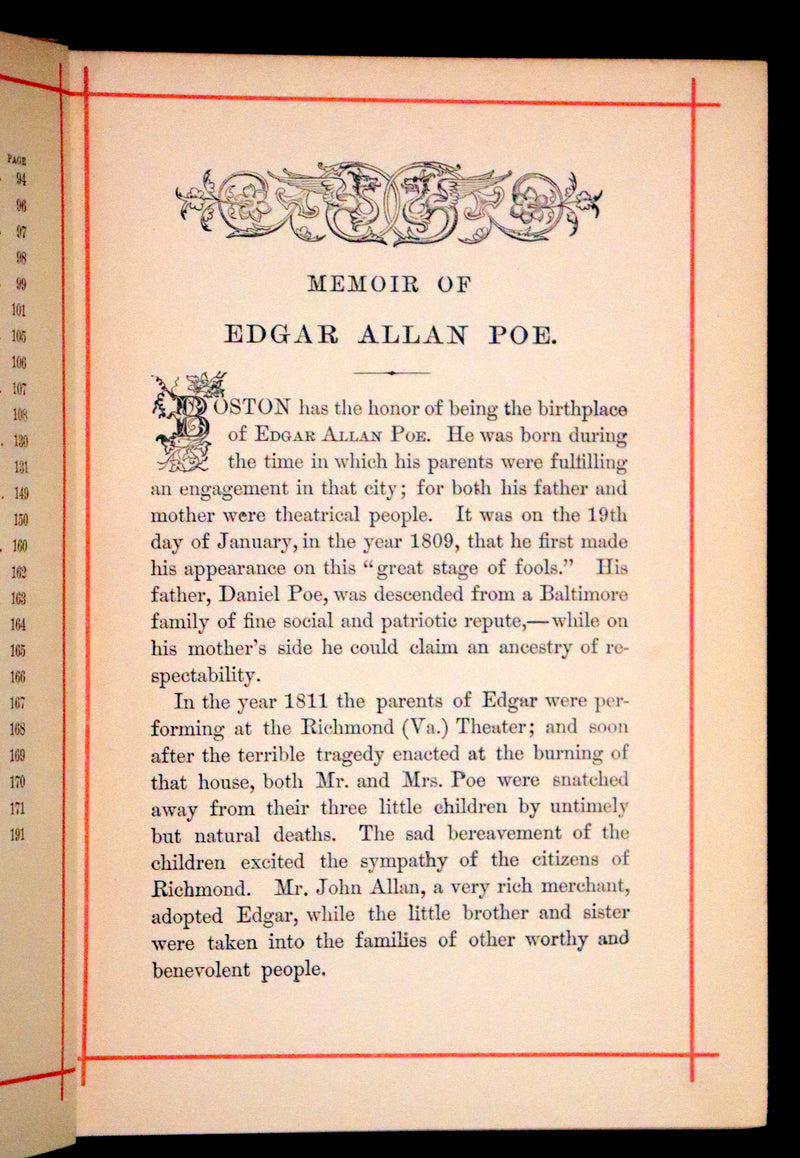 1882 Rare Book - Poems by Edgar Allan Poe with Memoir (The Raven, Lenore, Fairy-Land,...).