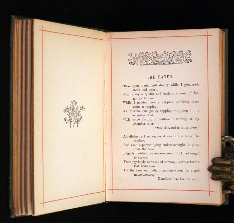 1882 Rare Book - Poems by Edgar Allan Poe with Memoir (The Raven, Lenore, Fairy-Land,...).
