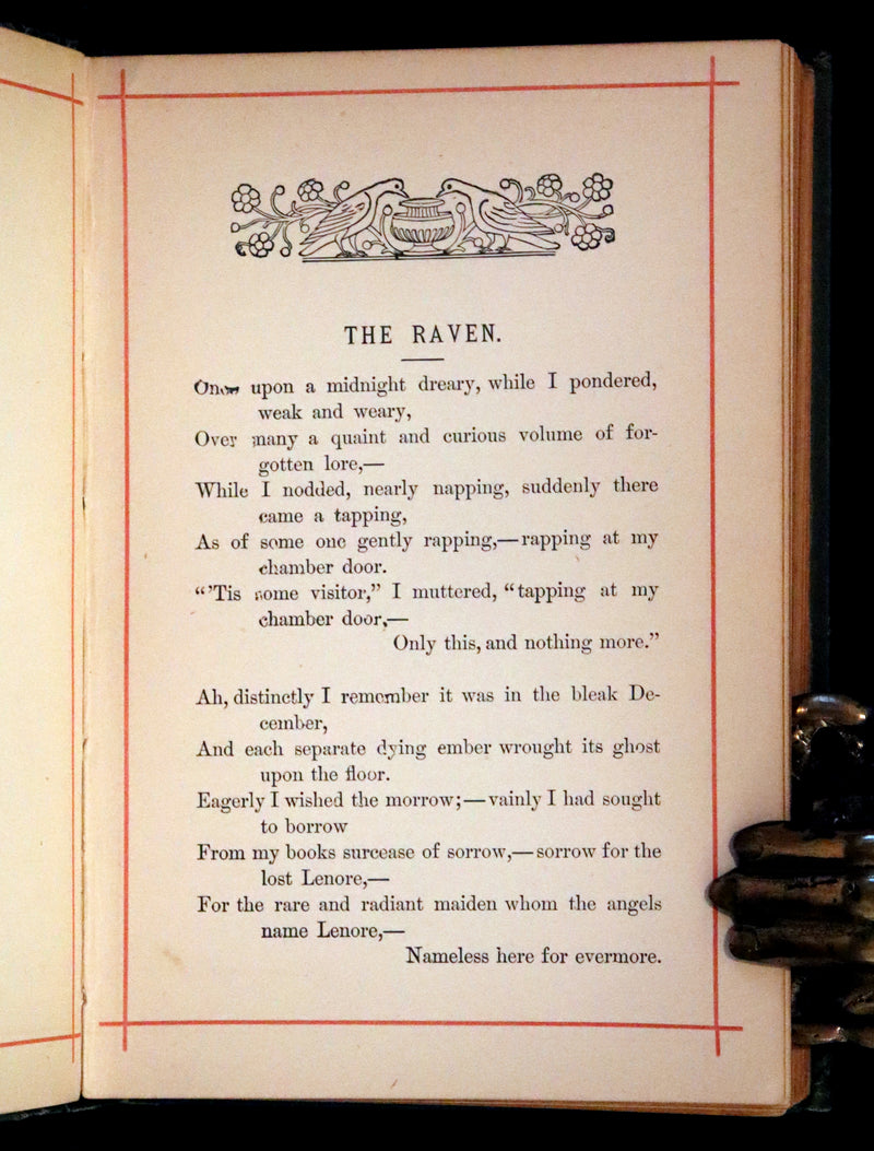 1882 Rare Book - Poems by Edgar Allan Poe with Memoir (The Raven, Lenore, Fairy-Land,...).