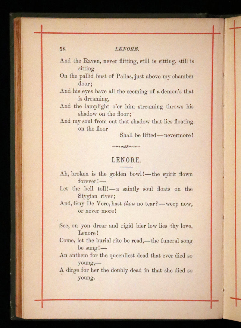 1882 Rare Book - Poems by Edgar Allan Poe with Memoir (The Raven, Lenore, Fairy-Land,...).