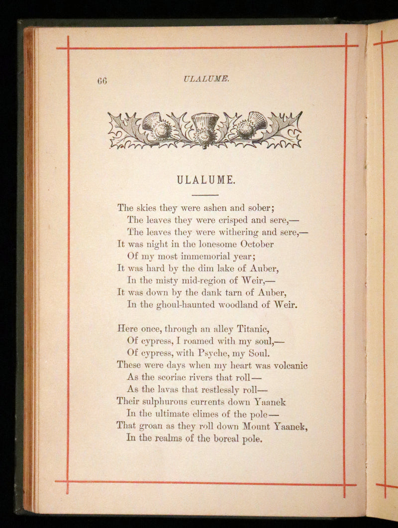 1882 Rare Book - Poems by Edgar Allan Poe with Memoir (The Raven, Lenore, Fairy-Land,...).