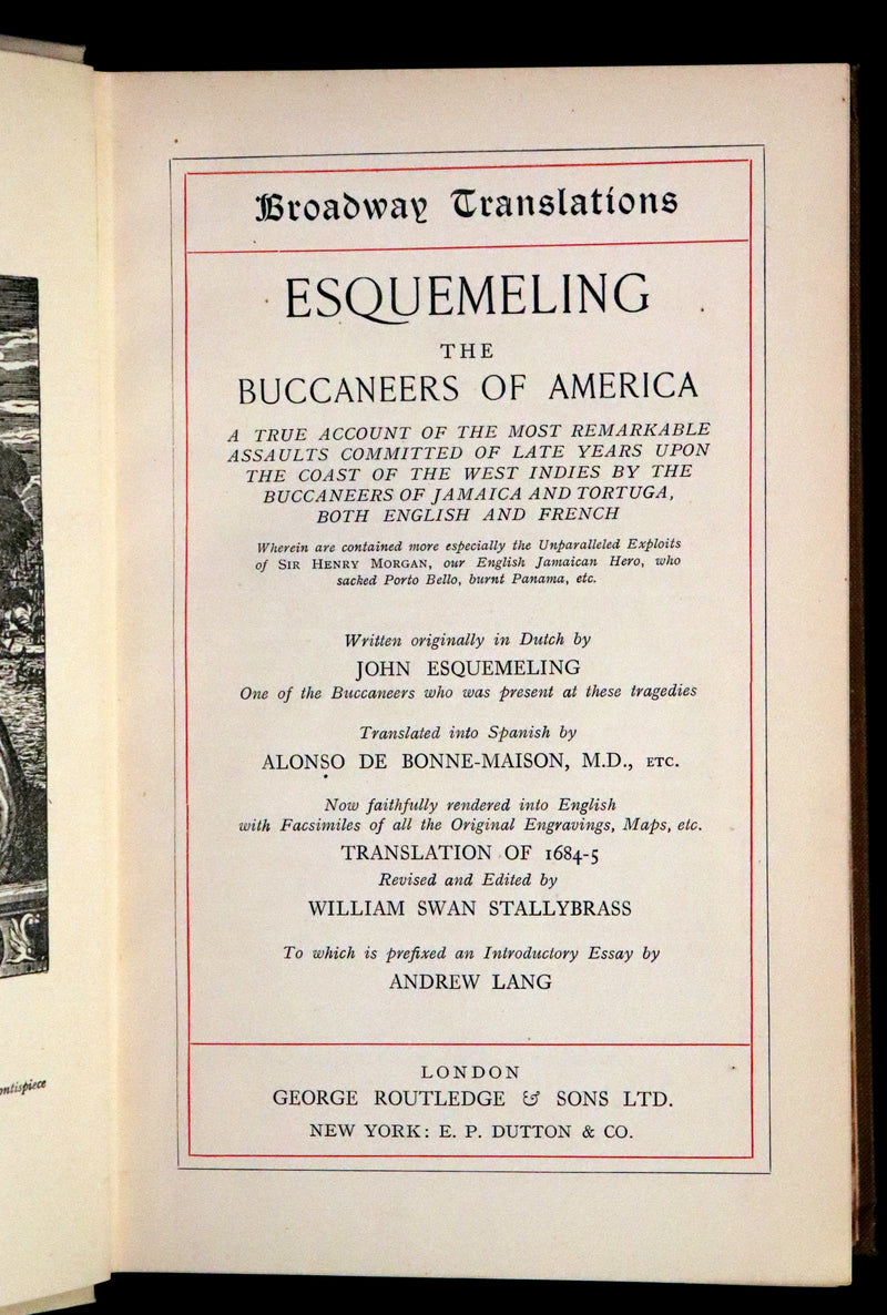 1923 Rare Book - Pirates, The Buccaneers Of America by Esquemeling.