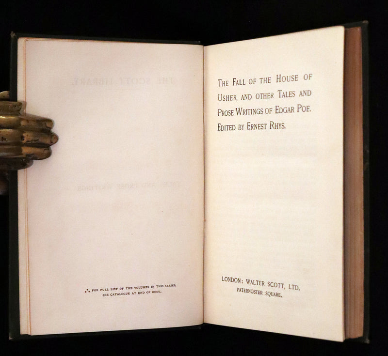 1889 Rare Book - The Fall of the House of Usher, and other Tales and Prose Writings of Edgar Allan Poe.