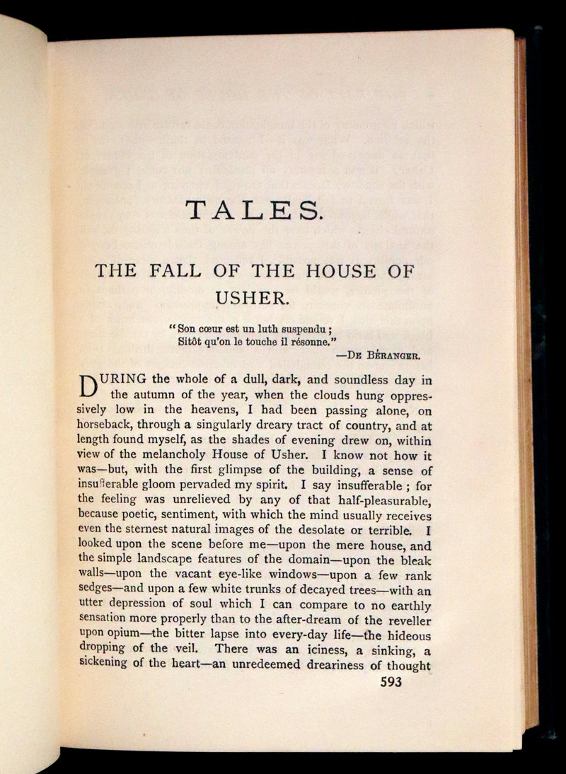 1889 Rare Book - The Fall of the House of Usher, and other Tales and Prose Writings of Edgar Allan Poe.