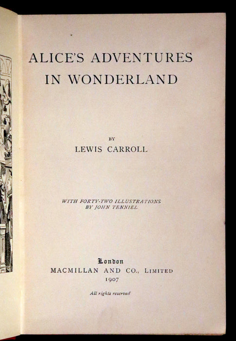 1907 Scarce First Miniature Edition - Alice's Adventures in Wonderland by Lewis Carroll.