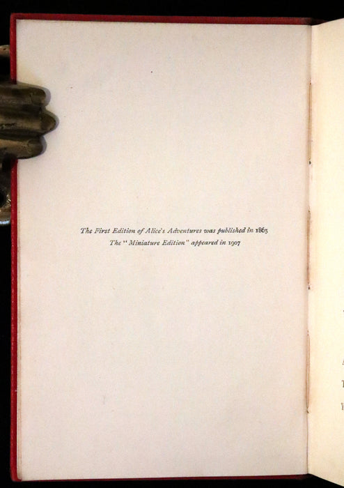 1907 Scarce First Miniature Edition - Alice's Adventures in Wonderland by Lewis Carroll.