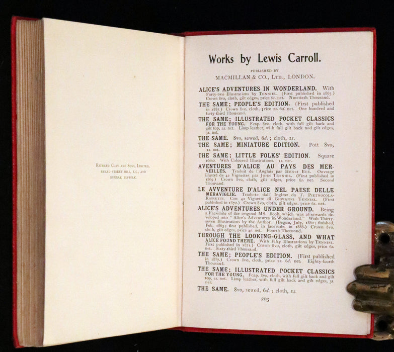 1907 Scarce First Miniature Edition - Alice's Adventures in Wonderland by Lewis Carroll.