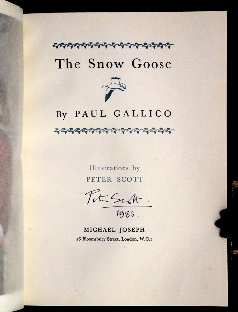 1946 Rare First Illustrated Edition Signed by Peter Scott - The Snow Goose by Paul Gallico in a Bayntun binding.