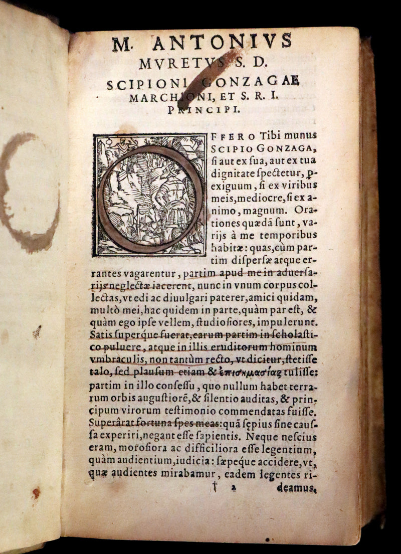 1592 Scarce Latin Vellum Book - Works of French Humanist Marc Antoine Muret.