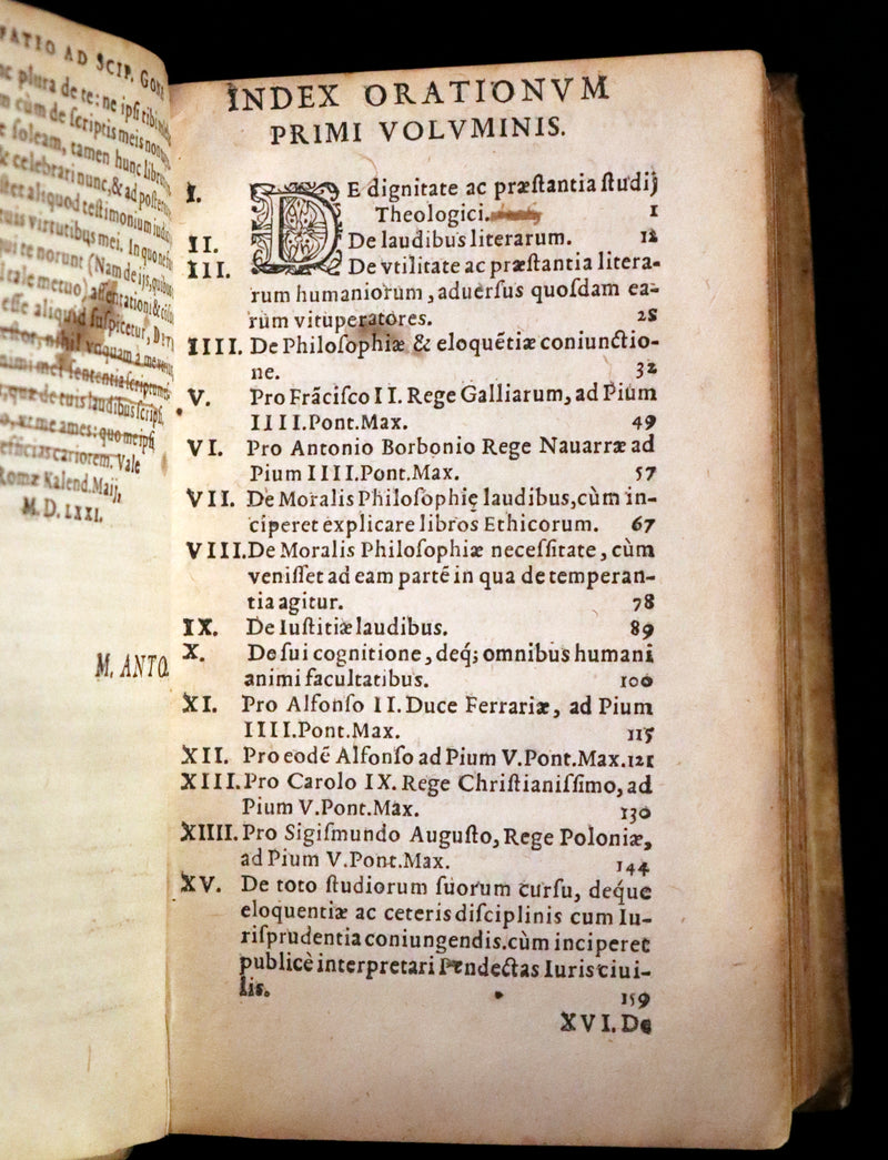 1592 Scarce Latin Vellum Book - Works of French Humanist Marc Antoine Muret.