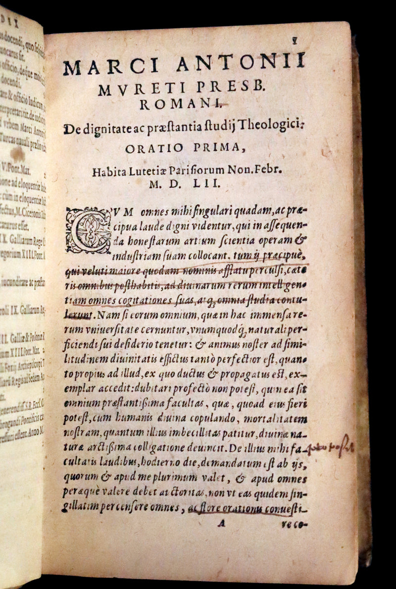 1592 Scarce Latin Vellum Book - Works of French Humanist Marc Antoine Muret.