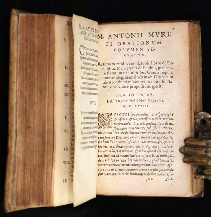 1592 Scarce Latin Vellum Book - Works of French Humanist Marc Antoine Muret.